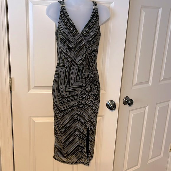 WHBM dress. Rouched detail in front. V-neck wrap with snap - Picture 1 of 9